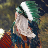 Maxbell Artificial Feather Headdress Decor Headwear for Cosplay Themed Party Festive Green