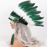 Maxbell Artificial Feather Headdress Decor Headwear for Cosplay Themed Party Festive Green