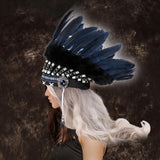 Maxbell Artificial Feather Headdress Decor Headwear for Cosplay Themed Party Festive Blue