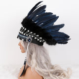 Maxbell Artificial Feather Headdress Decor Headwear for Cosplay Themed Party Festive Blue