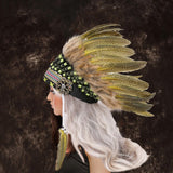 Maxbell Artificial Feather Headdress Decor Headwear for Cosplay Themed Party Festive Yellow