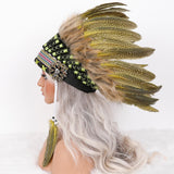 Maxbell Artificial Feather Headdress Decor Headwear for Cosplay Themed Party Festive Yellow