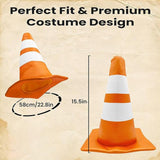 Maxbell Traffic Cone Hat Fancy Dress Costume Accessory for Masquerade Party Festival orange Dome