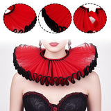 Maxbell Elizabethan Clown Neck Ruffle Sturdy Costume Accessory for Prop Party Gothic Red
