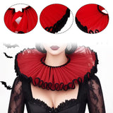 Maxbell Elizabethan Clown Neck Ruffle Sturdy Costume Accessory for Prop Party Gothic Red
