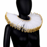 Maxbell Elizabethan Clown Neck Ruffle Sturdy Costume Accessory for Prop Party Gothic Gold White