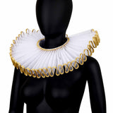 Maxbell Elizabethan Clown Neck Ruffle Sturdy Costume Accessory for Prop Party Gothic Gold White