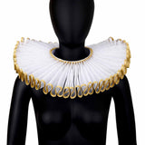 Maxbell Elizabethan Clown Neck Ruffle Sturdy Costume Accessory for Prop Party Gothic Gold White
