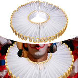 Maxbell Elizabethan Clown Neck Ruffle Sturdy Costume Accessory for Prop Party Gothic Gold White