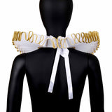 Maxbell Elizabethan Clown Neck Ruffle Sturdy Costume Accessory for Prop Party Gothic Gold White