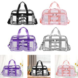 Maxbell PVC Clear Tote Bag Casual Transparent Handbag for Hiking Business Trip Beach Black