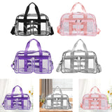 Maxbell PVC Clear Tote Bag Casual Transparent Handbag for Hiking Business Trip Beach Black