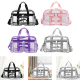 Maxbell PVC Clear Tote Bag Casual Transparent Handbag for Hiking Business Trip Beach Black