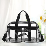 Maxbell PVC Clear Tote Bag Casual Transparent Handbag for Hiking Business Trip Beach Black