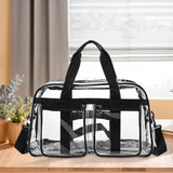 Maxbell PVC Clear Tote Bag Casual Transparent Handbag for Hiking Business Trip Beach Black