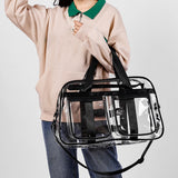 Maxbell PVC Clear Tote Bag Casual Transparent Handbag for Hiking Business Trip Beach Black