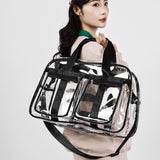 Maxbell PVC Clear Tote Bag Casual Transparent Handbag for Hiking Business Trip Beach Black