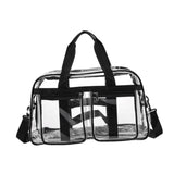 Maxbell PVC Clear Tote Bag Casual Transparent Handbag for Hiking Business Trip Beach Black