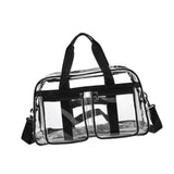 Maxbell PVC Clear Tote Bag Casual Transparent Handbag for Hiking Business Trip Beach Black
