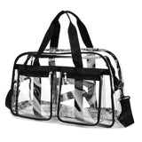 Maxbell PVC Clear Tote Bag Casual Transparent Handbag for Hiking Business Trip Beach Black