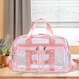 Maxbell PVC Clear Tote Bag Casual Transparent Handbag for Hiking Business Trip Beach Pink Red