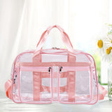 Maxbell PVC Clear Tote Bag Casual Transparent Handbag for Hiking Business Trip Beach Pink Red