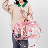 Maxbell PVC Clear Tote Bag Casual Transparent Handbag for Hiking Business Trip Beach Pink Red