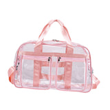 Maxbell PVC Clear Tote Bag Casual Transparent Handbag for Hiking Business Trip Beach Pink Red