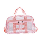 Maxbell PVC Clear Tote Bag Casual Transparent Handbag for Hiking Business Trip Beach Pink Red