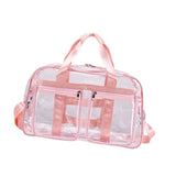 Maxbell PVC Clear Tote Bag Casual Transparent Handbag for Hiking Business Trip Beach Pink Red