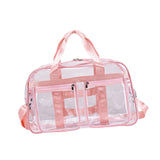 Maxbell PVC Clear Tote Bag Casual Transparent Handbag for Hiking Business Trip Beach Pink Red