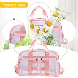 Maxbell PVC Clear Tote Bag Casual Transparent Handbag for Hiking Business Trip Beach Pink Red