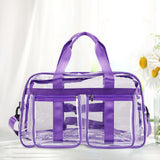 Maxbell PVC Clear Tote Bag Casual Transparent Handbag for Hiking Business Trip Beach Purple