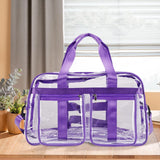 Maxbell PVC Clear Tote Bag Casual Transparent Handbag for Hiking Business Trip Beach Purple