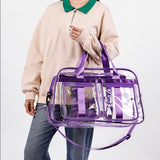 Maxbell PVC Clear Tote Bag Casual Transparent Handbag for Hiking Business Trip Beach Purple