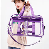 Maxbell PVC Clear Tote Bag Casual Transparent Handbag for Hiking Business Trip Beach Purple