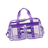 Maxbell PVC Clear Tote Bag Casual Transparent Handbag for Hiking Business Trip Beach Purple