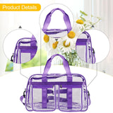 Maxbell PVC Clear Tote Bag Casual Transparent Handbag for Hiking Business Trip Beach Purple