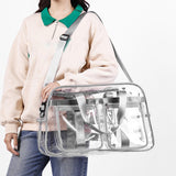 Maxbell PVC Clear Tote Bag Casual Transparent Handbag for Hiking Business Trip Beach Light Gray