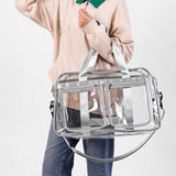 Maxbell PVC Clear Tote Bag Casual Transparent Handbag for Hiking Business Trip Beach Light Gray