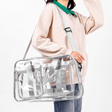 Maxbell PVC Clear Tote Bag Casual Transparent Handbag for Hiking Business Trip Beach Light Gray