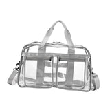Maxbell PVC Clear Tote Bag Casual Transparent Handbag for Hiking Business Trip Beach Light Gray