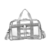 Maxbell PVC Clear Tote Bag Casual Transparent Handbag for Hiking Business Trip Beach Light Gray