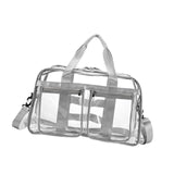 Maxbell PVC Clear Tote Bag Casual Transparent Handbag for Hiking Business Trip Beach Light Gray