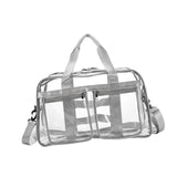 Maxbell PVC Clear Tote Bag Casual Transparent Handbag for Hiking Business Trip Beach Light Gray