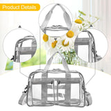 Maxbell PVC Clear Tote Bag Casual Transparent Handbag for Hiking Business Trip Beach Light Gray