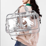 Maxbell PVC Clear Tote Bag Casual Transparent Handbag for Hiking Business Trip Beach Light Gray