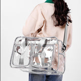 Maxbell PVC Clear Tote Bag Casual Transparent Handbag for Hiking Business Trip Beach Light Gray