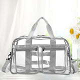 Maxbell PVC Clear Tote Bag Casual Transparent Handbag for Hiking Business Trip Beach Light Gray