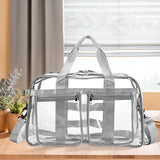 Maxbell PVC Clear Tote Bag Casual Transparent Handbag for Hiking Business Trip Beach Light Gray